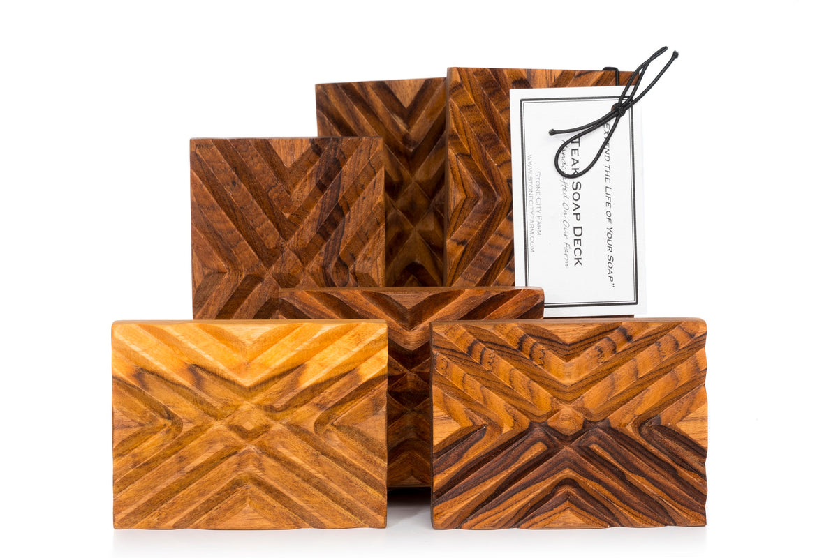 Crisscross Teak Soap Dish