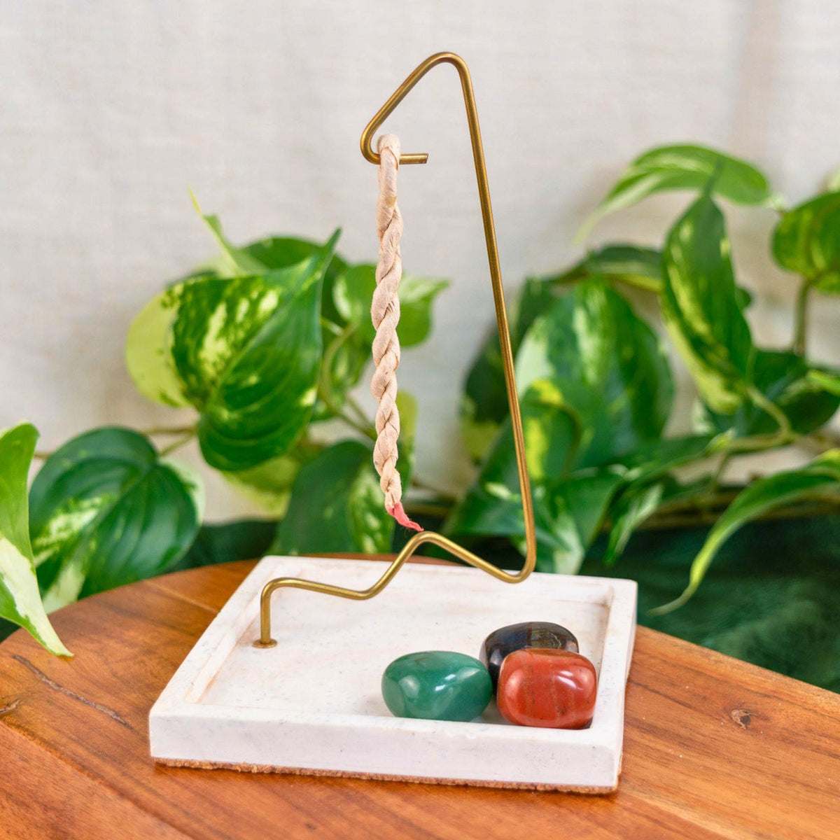 White Square Rope Incense Burner