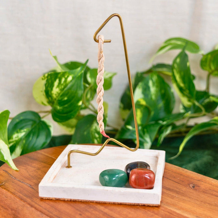 White Square Rope Incense Burner